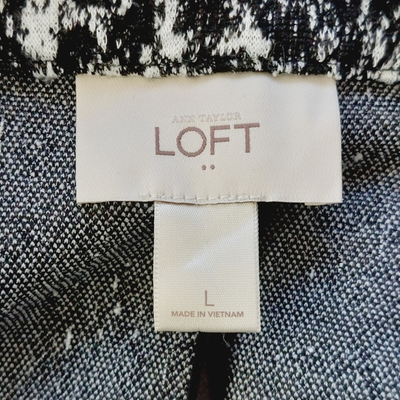 Ann Taylor Loft Black and White Open Front Coat Knit Noise Cardigan Z3 - Picture 5 of 7